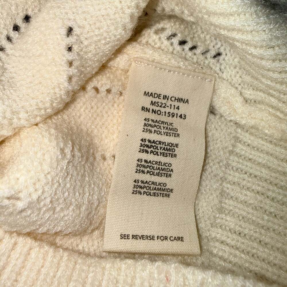 FRNCH Paris Cream Ruffle Shoulder Mock Neck Sweater Size S - Picture 8 of 8